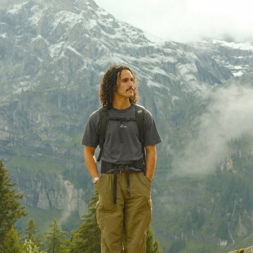 Mountain Vinyl Record T-Shirt — Retro Nature Graphic Tee