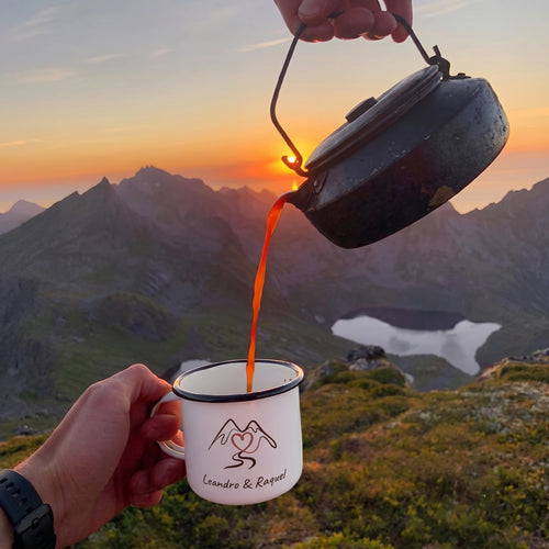 Alva Personalized "Our Trails" Enamel Mug – Custom Names & Hiking Illustration