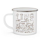 Alva Personalized "Our Trails" Enamel Mug – Custom Names & Hiking Illustration