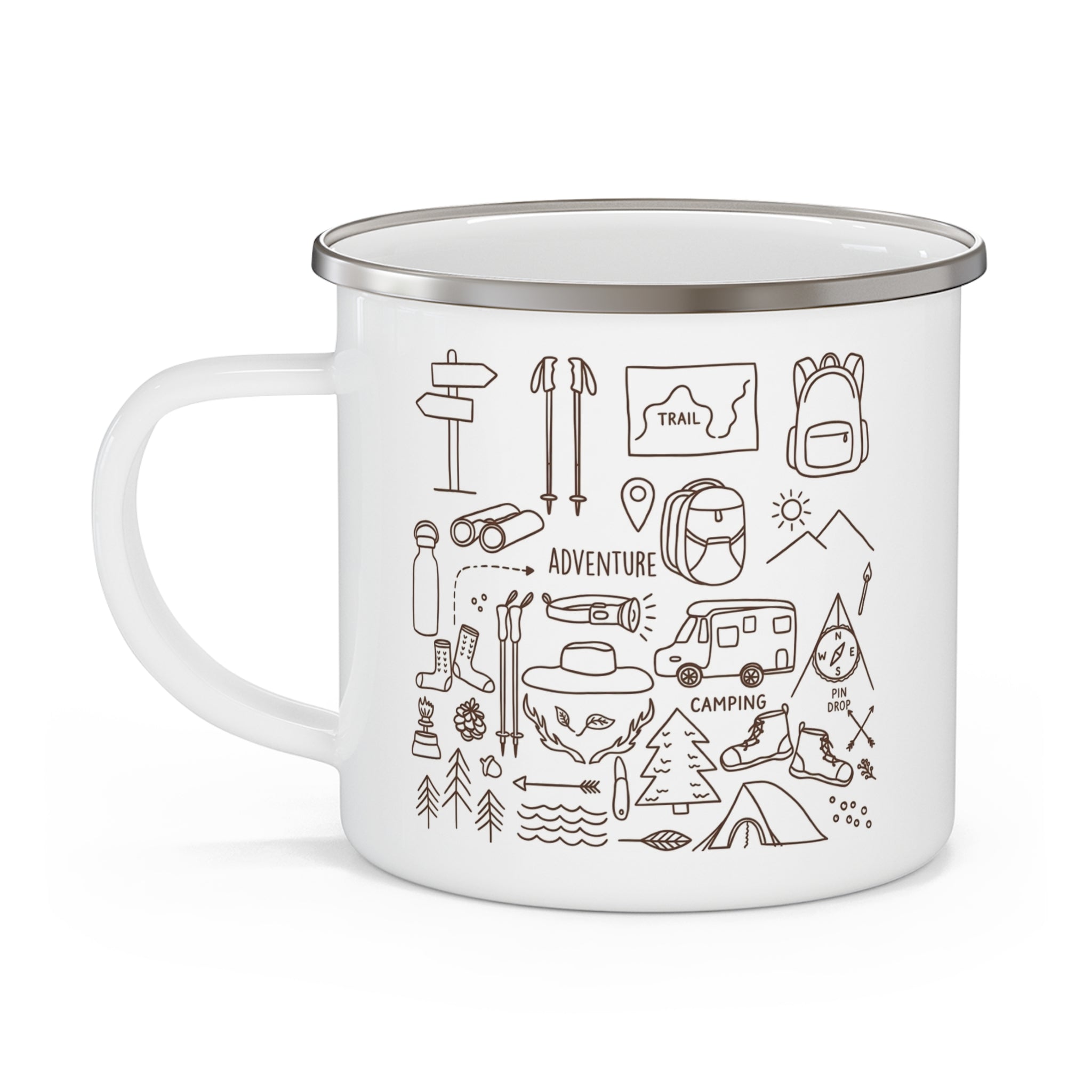 Alva Personalized "Our Trails" Enamel Mug – Custom Names & Hiking Illustration