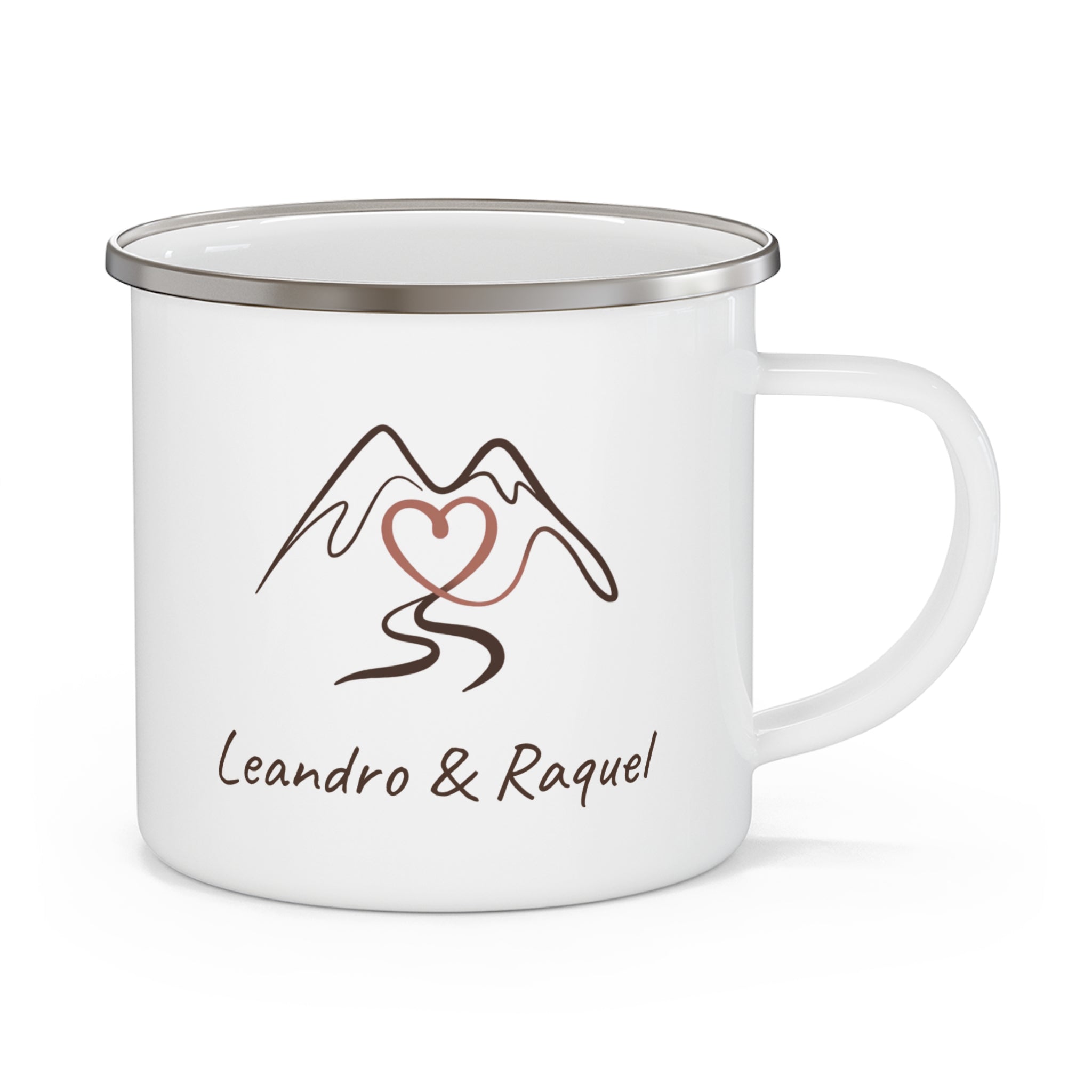 Alva Personalized "Our Trails" Enamel Mug – Custom Names & Hiking Illustration